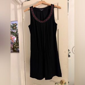 White House Black Market Black Dress with Pink & Black Beaded Neckline